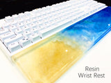 Hawaii Beach Resin Wrist Rest Handmade Transparent Resin Artisan Wrist Pad Ergonomic For 87 104 Keys Mechanical Gaming Keyboard